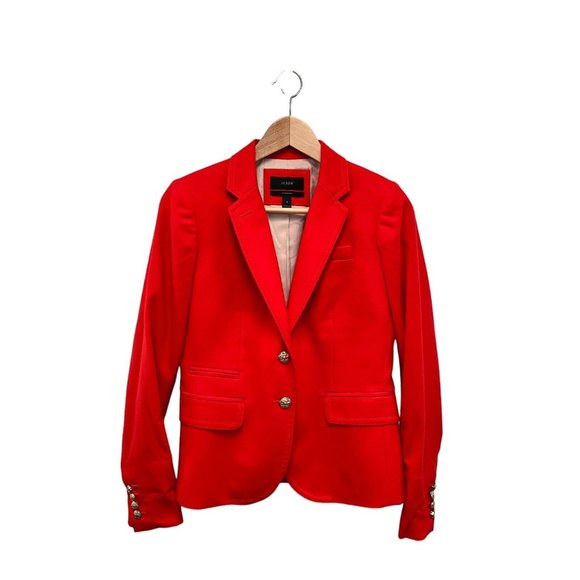 J. Crew Orange Wool Flannel Schoolboy Blazer Jacket Size 0 NEW